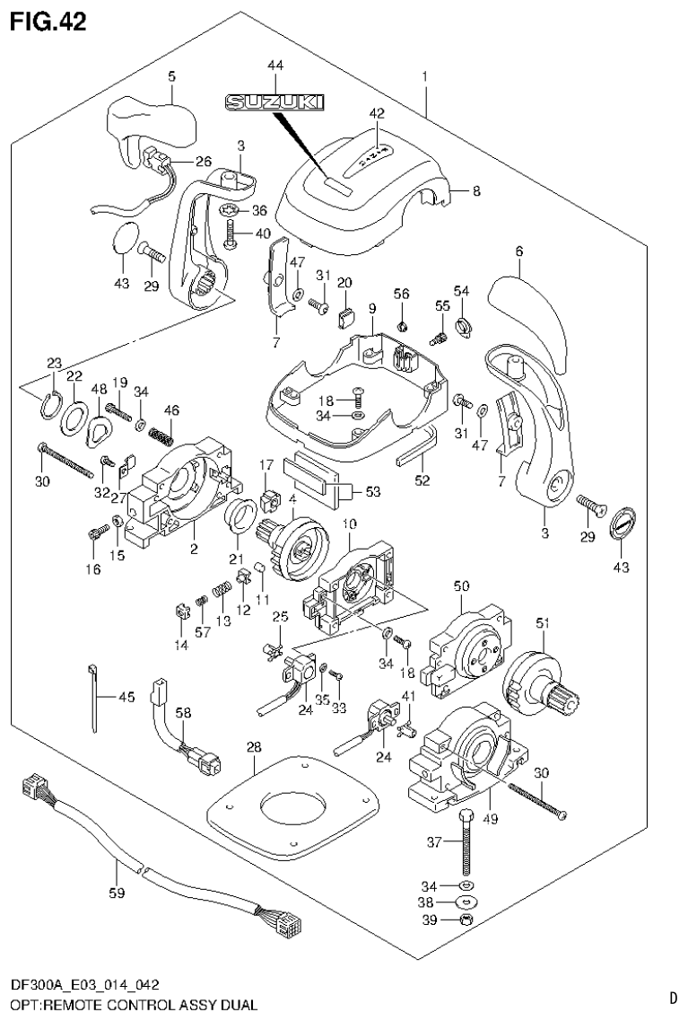 Suzuki DF250AP OPT:REMOTE CONTROL ASSY DUAL parts diagram